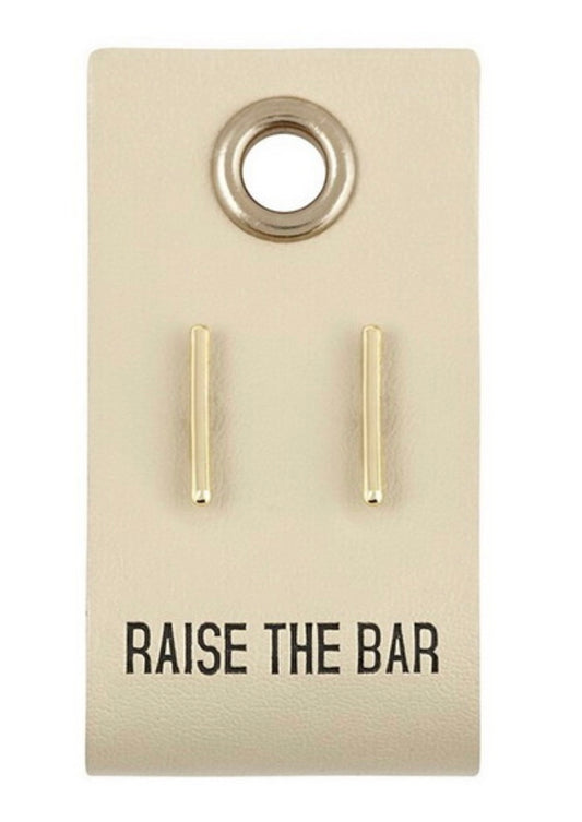 Leather Tag Earrings-BAR