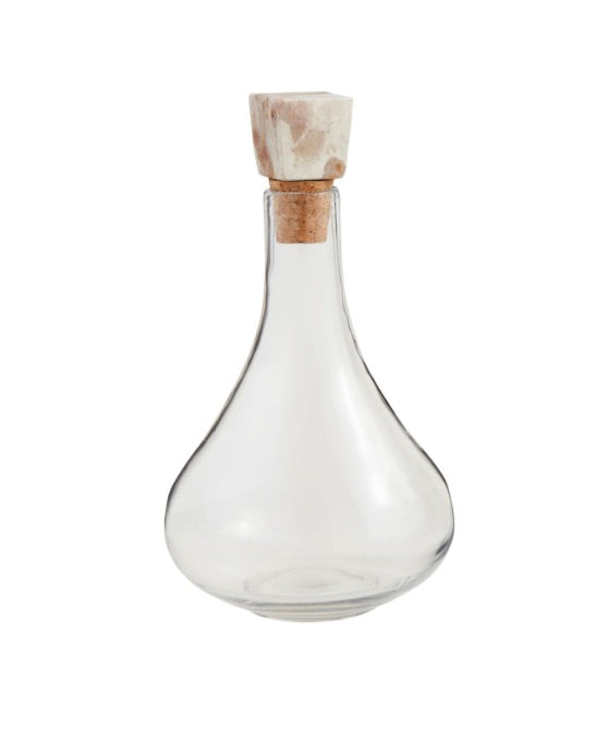 Tall MARBLE TOP GLASS DECANTER