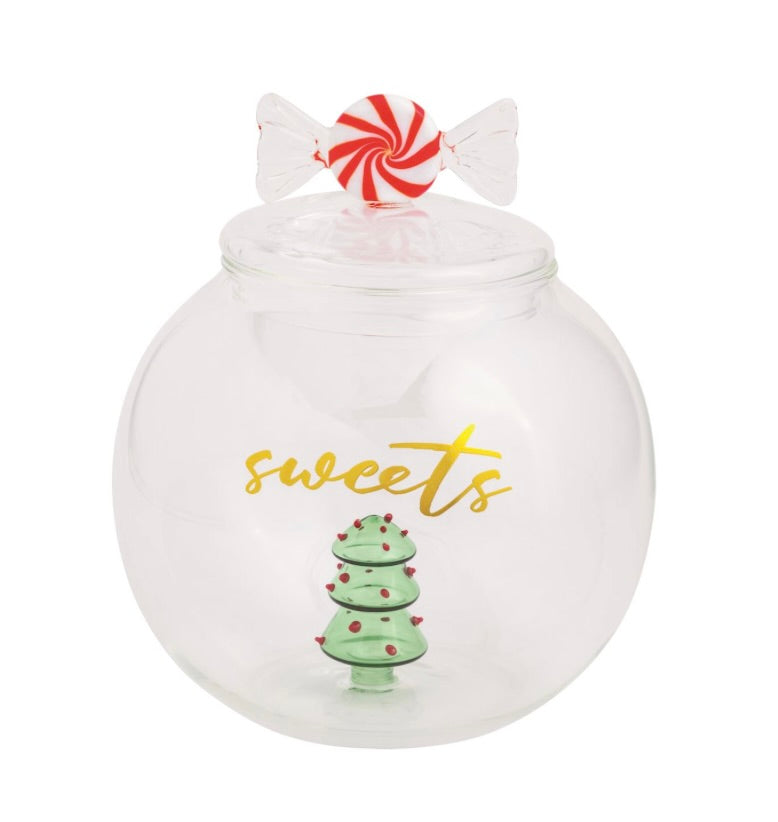 XMAS GLASS COOKIE JAR