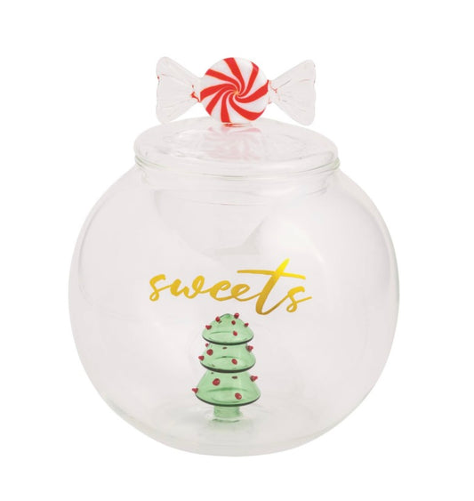 XMAS GLASS COOKIE JAR