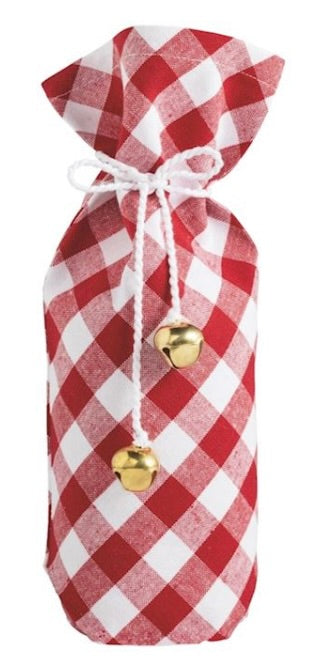 RED GINGHAM CLOTH WINE BAG