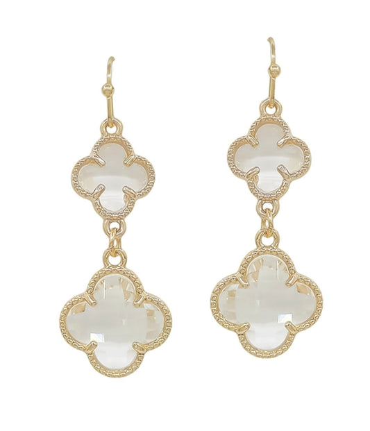 Yara Gold Clear Earrings