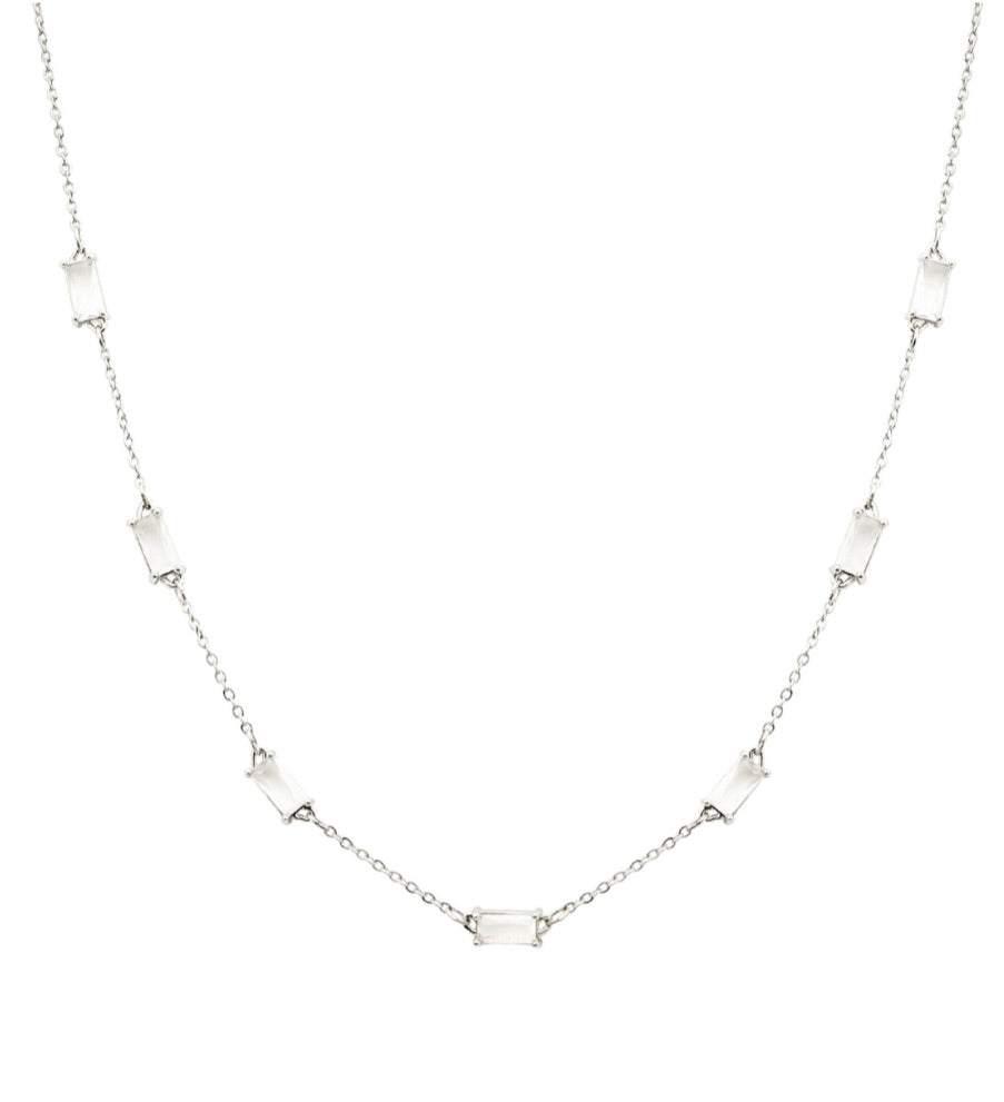 Fiz Silver Clear Necklace