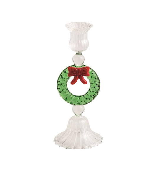 WREATH GLASS TAPER HOLDER