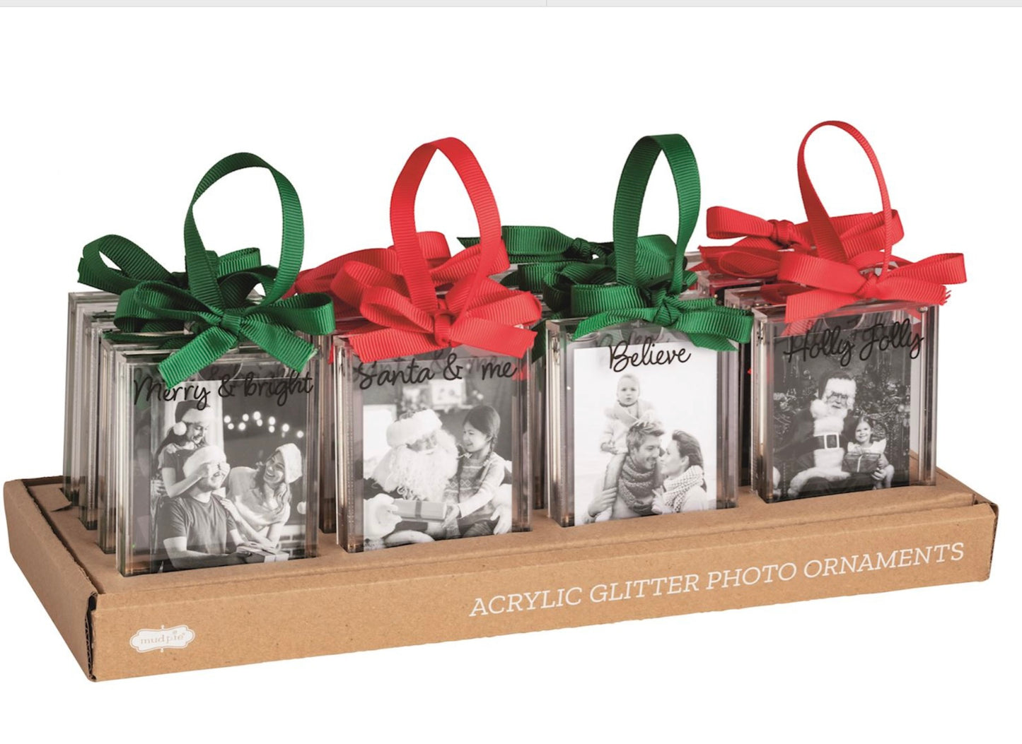 CHRISTMAS GLITTER PHOTO ORNAMENTS-4 Styles Sold Separately