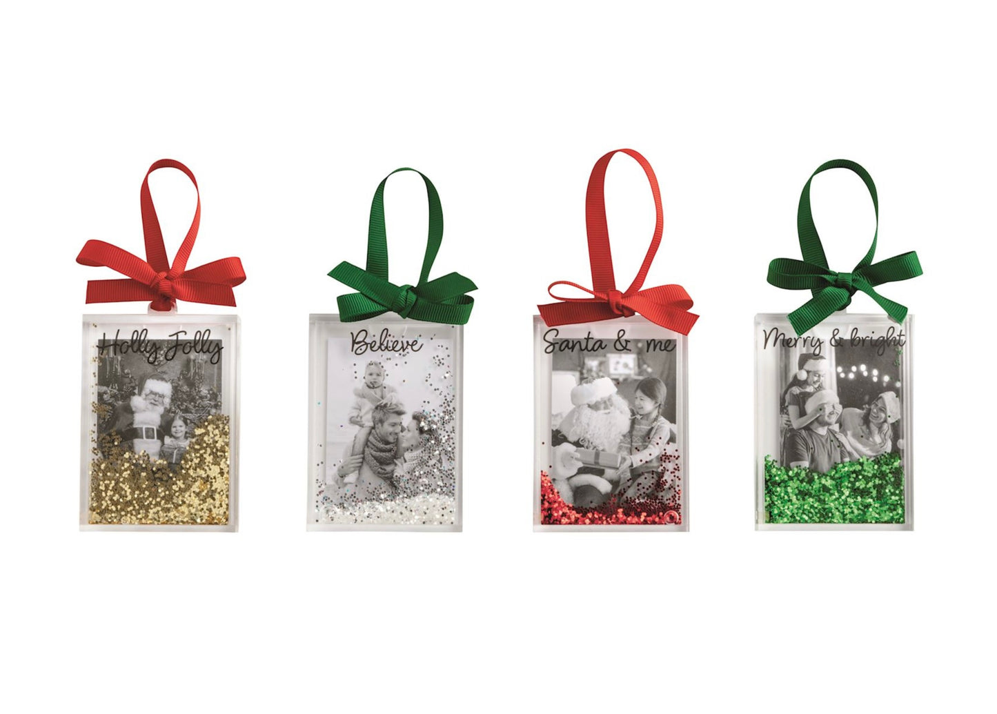 CHRISTMAS GLITTER PHOTO ORNAMENTS-4 Styles Sold Separately