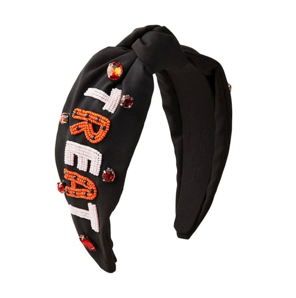 HALLOWEEN BEADED HEADBAND-Black