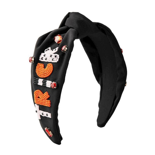 HALLOWEEN BEADED HEADBAND-Black