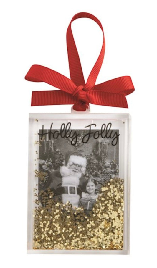 CHRISTMAS GLITTER PHOTO ORNAMENTS-Holly Jolly