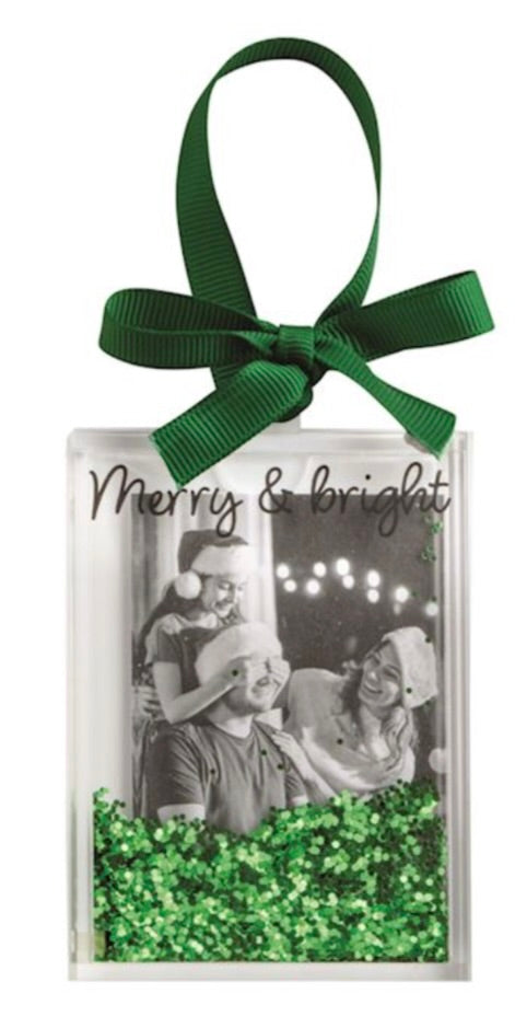 CHRISTMAS GLITTER PHOTO ORNAMENTS-Merry