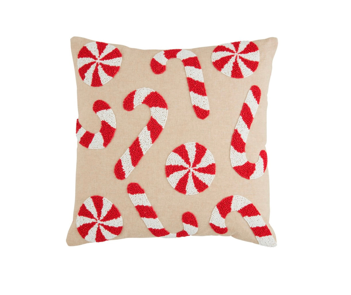 CANDY CANE BEADED PILLOW
