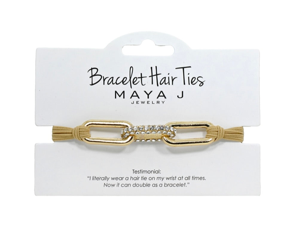 Crystal Single Hair Tie -Yellow Large Paperclip Link