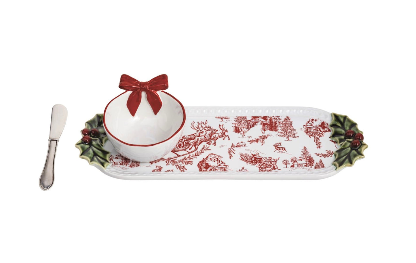 HOLLY & BOW HOSTESS TRAY SET