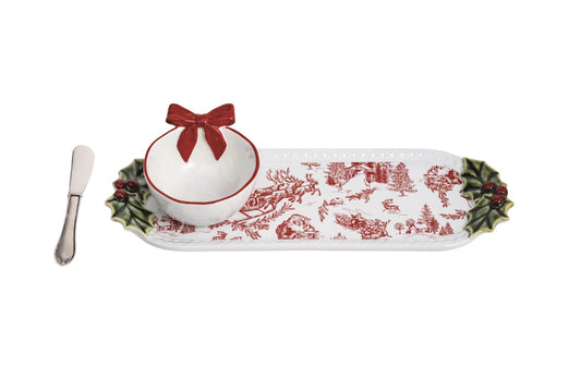 HOLLY & BOW HOSTESS TRAY SET