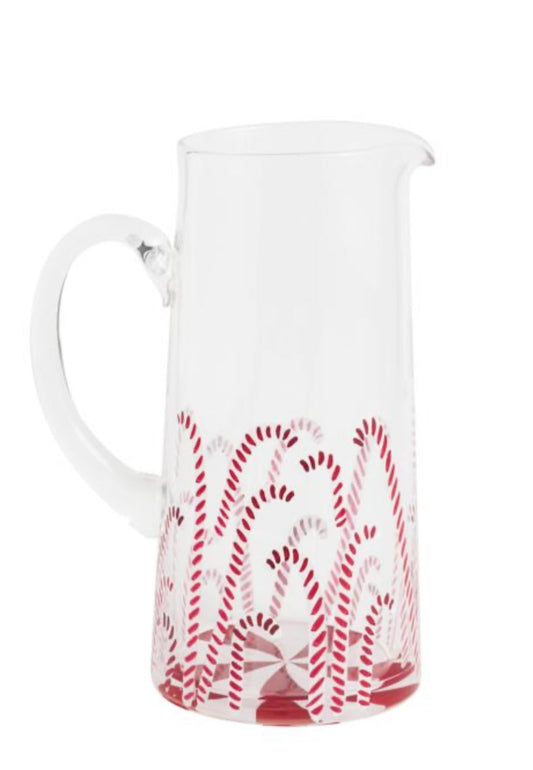 CANDY CANE GLASS PITCHER