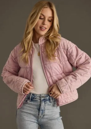 Dusty Pink Washed Quilted Jacket