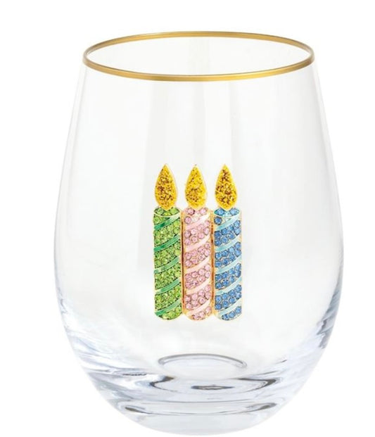 BEADED CANDLES WINE GLASS