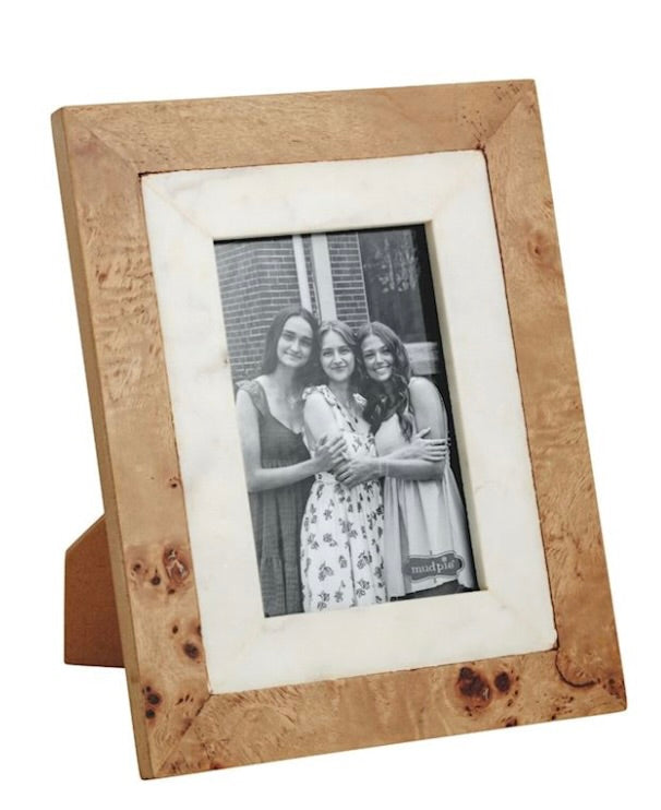 LARGE BURL AND MARBLE FRAME