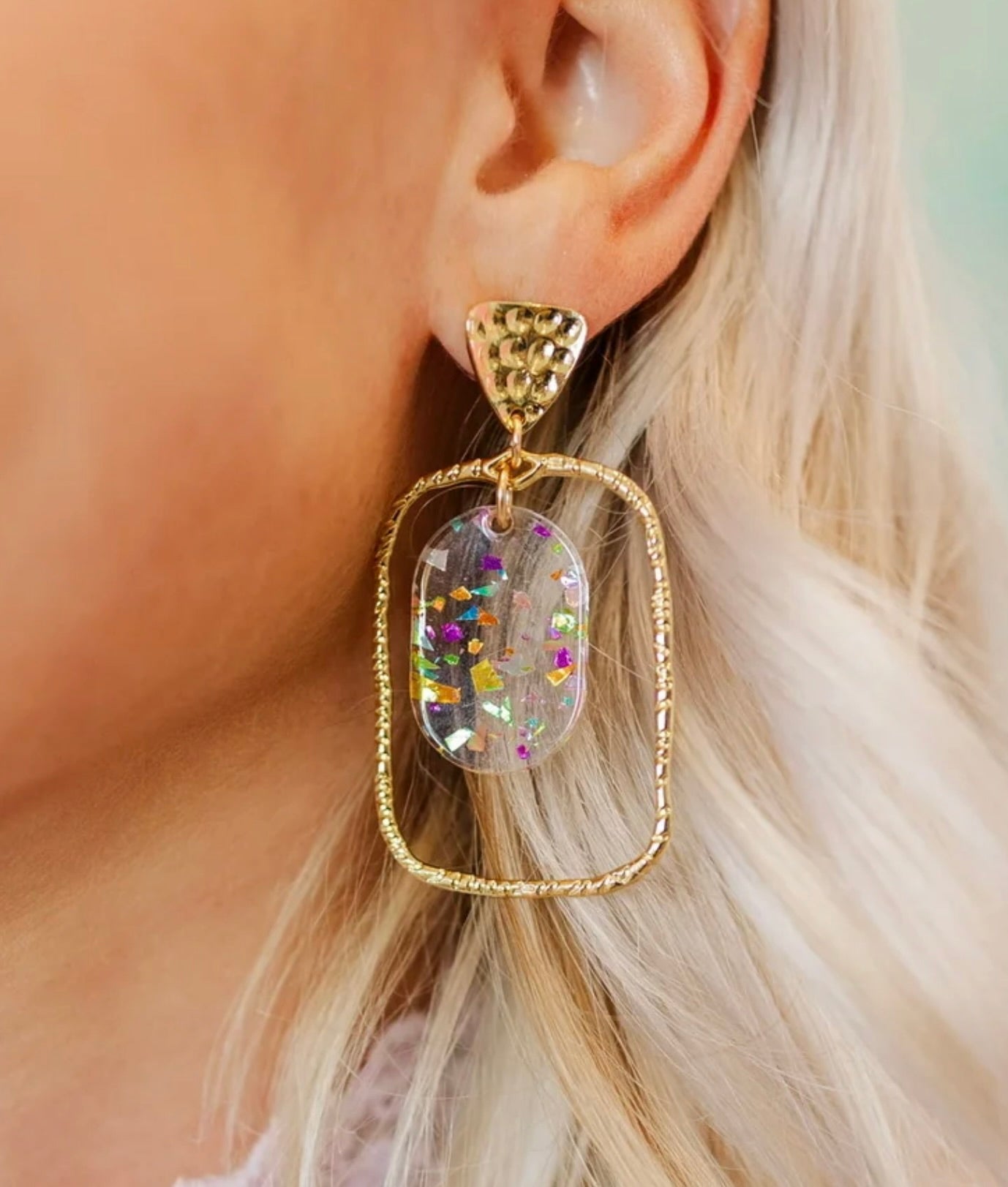 Taylor Shaye Rainbow Flake Oval Hoops