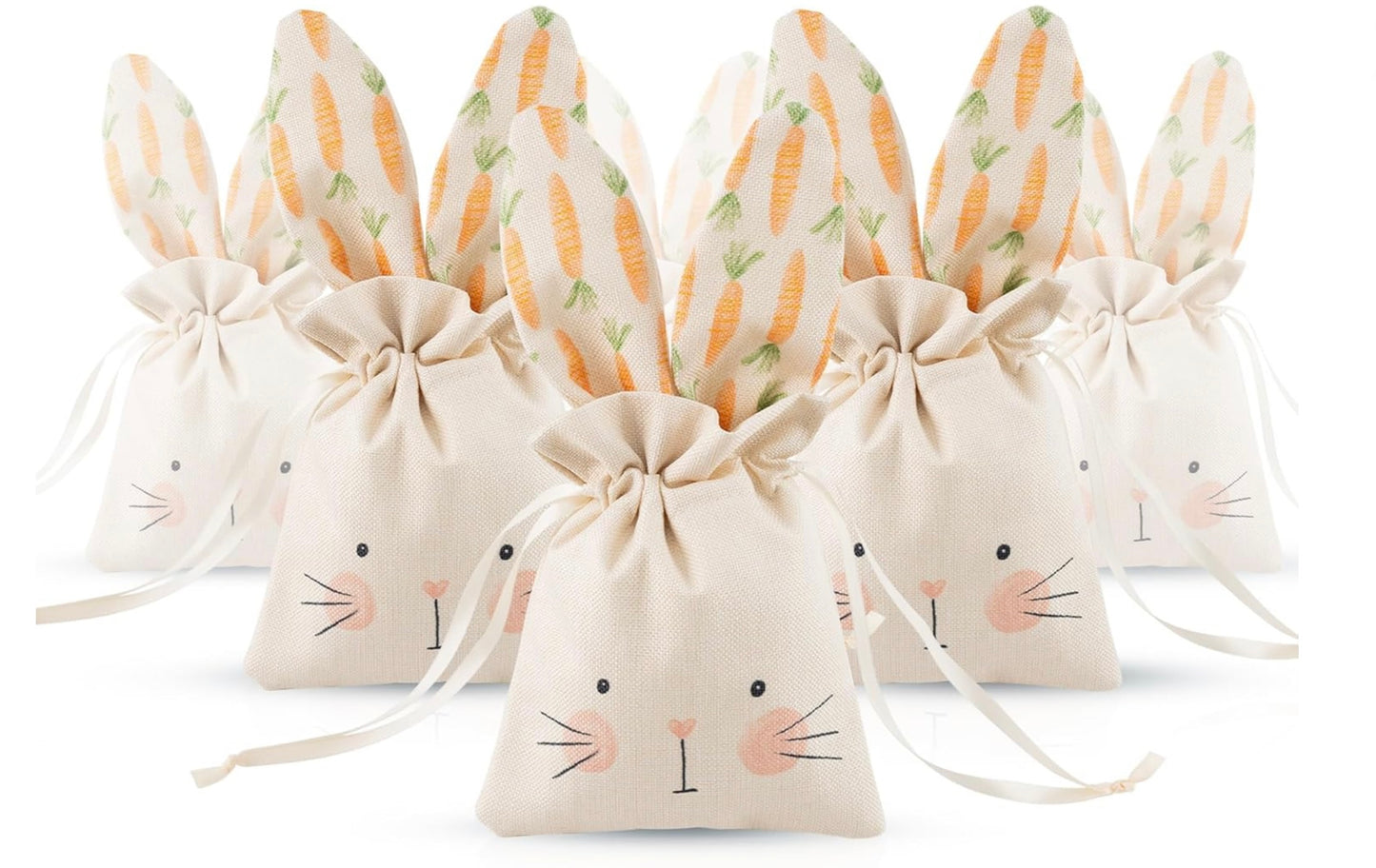 Reusable Burlap Goodie Rabbit Drawstring Treat Bag