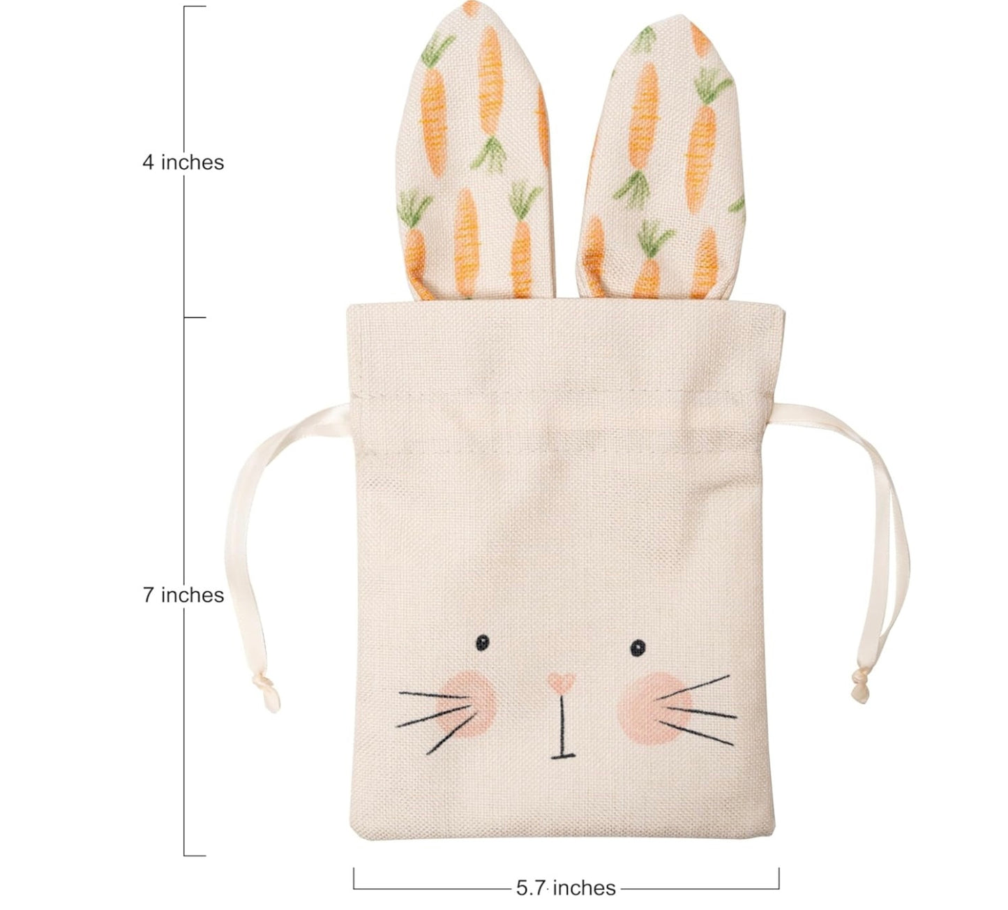 Reusable Burlap Goodie Rabbit Drawstring Treat Bag
