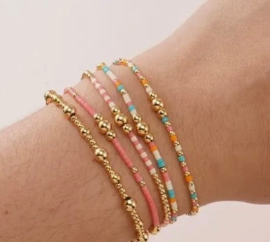 Multi Layer Natural Stone Ball Chain Bracelets