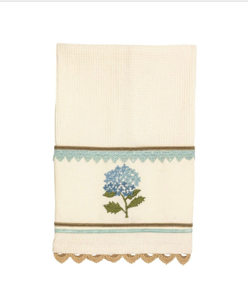 BLUE FLORAL EMBROIDERED WAFFLE TOWEL