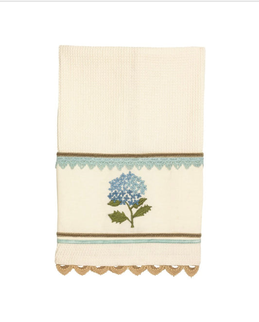 BLUE FLORAL EMBROIDERED WAFFLE TOWEL
