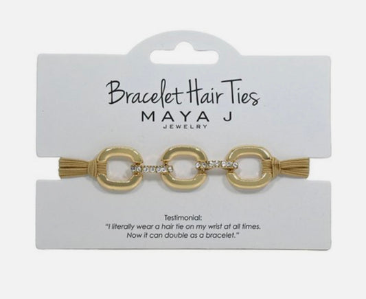 Crystal Hair Tie-Cuban Beige Elastic Yellow Chain