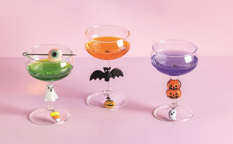 PINK HALLOWEEN WINE CHARM SET