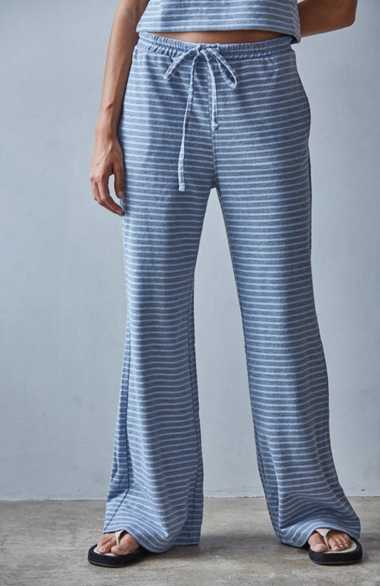 Sunday Lounge Striped Pants-Gray/Blue