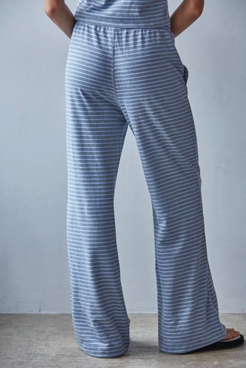 Sunday Lounge Striped Pants-Gray/Blue