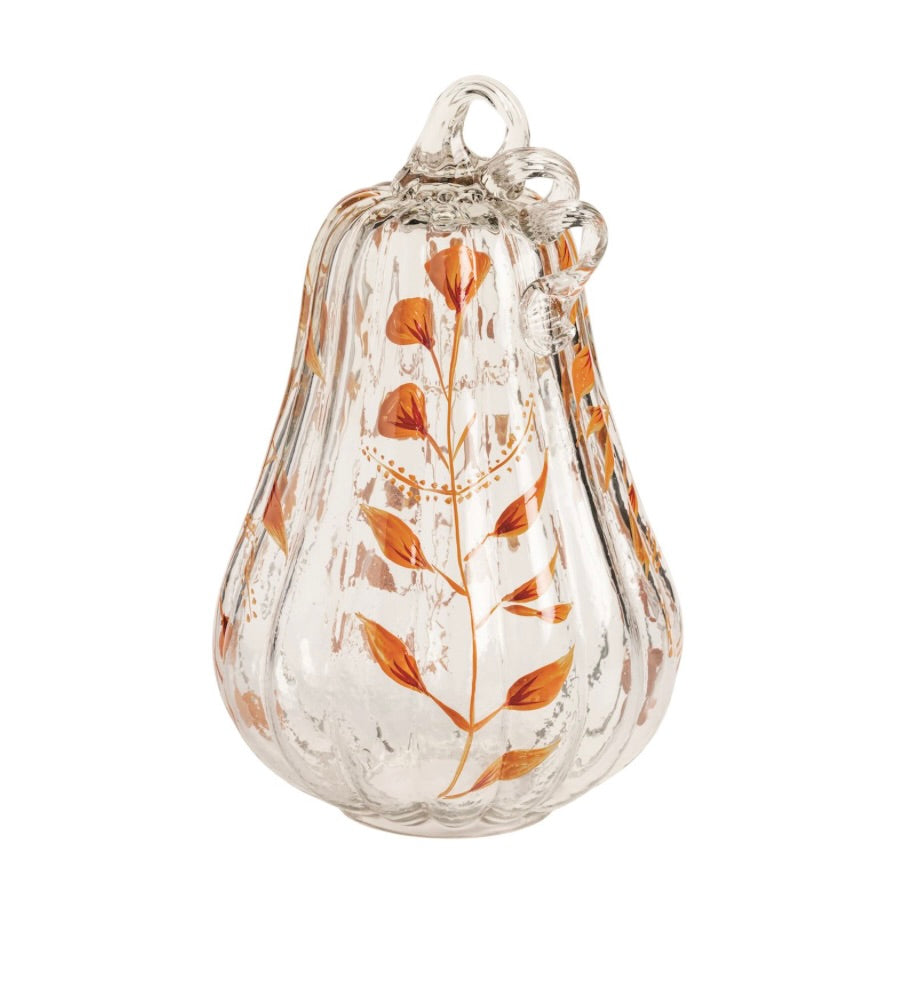 LARGE PAINTED GLASS PUMPKIN SITTER