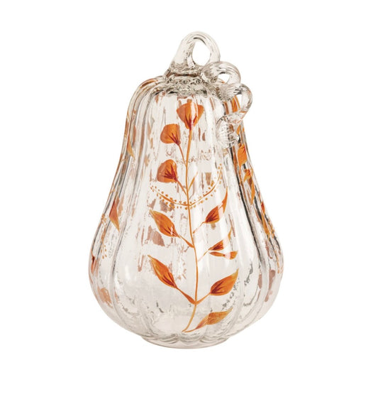 LARGE PAINTED GLASS PUMPKIN SITTER