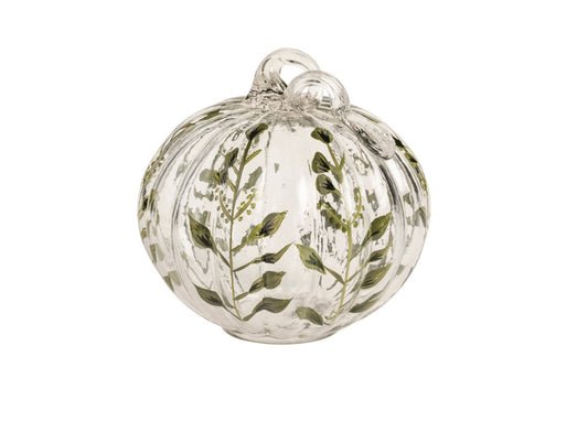 SMALL PAINTED GLASS PUMPKIN SITTER