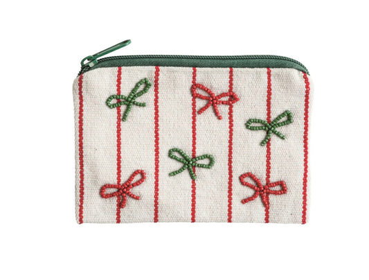 BOWS BEADED CHRISTMAS POUCH