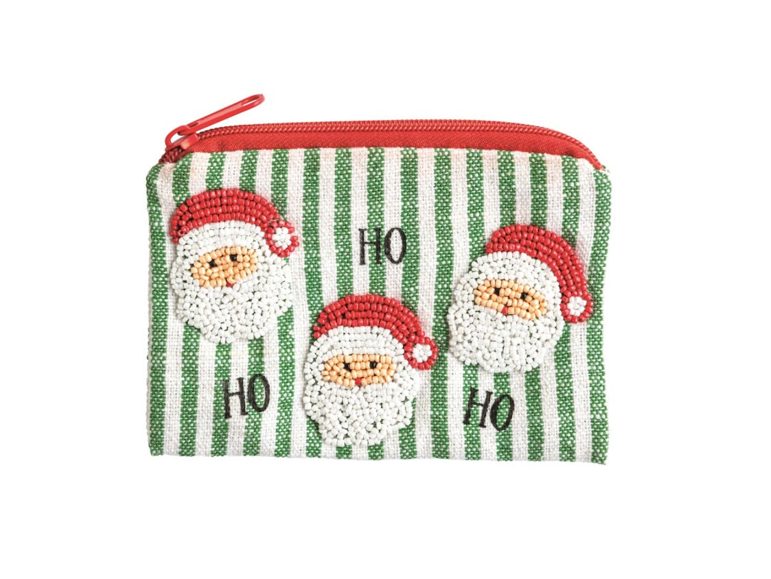 SANTA BEADED CHRISTMAS POUCH