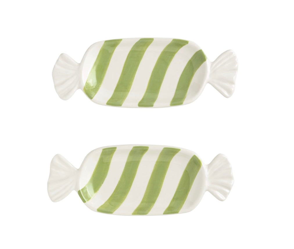 GREEN CANDY TIDBIT PLATE SET