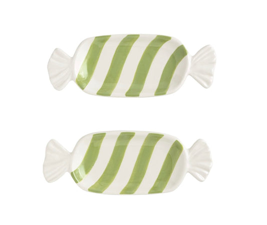 GREEN CANDY TIDBIT PLATE SET