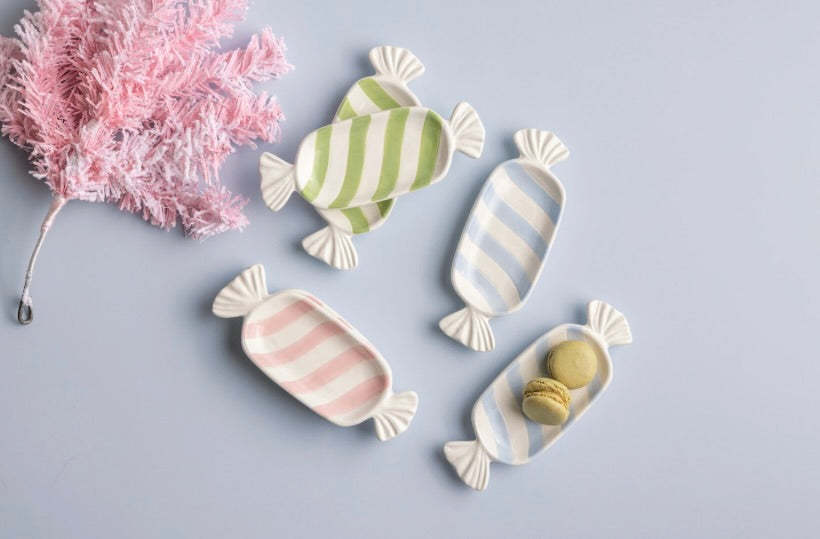 GREEN CANDY TIDBIT PLATE SET