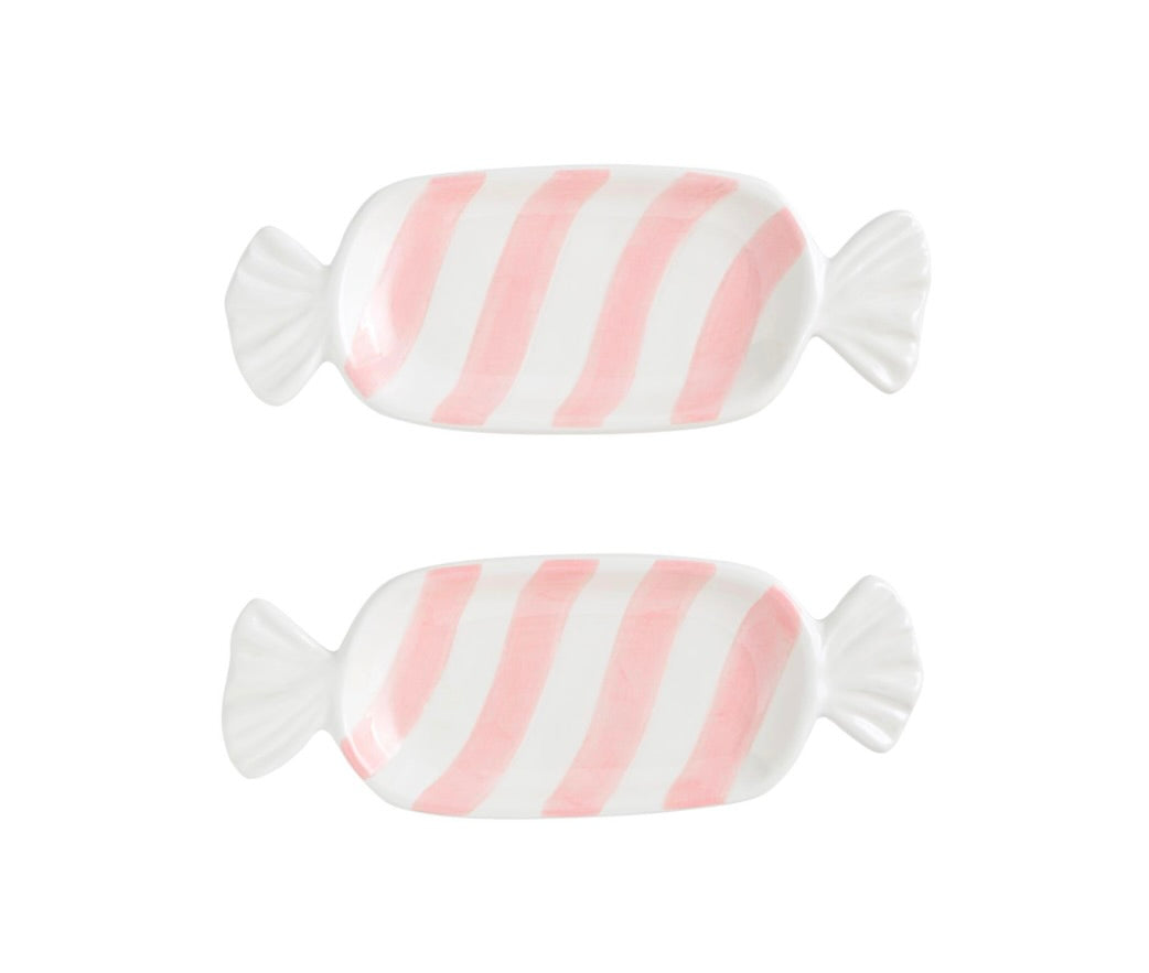 PINK CANDY TIDBIT PLATE SET