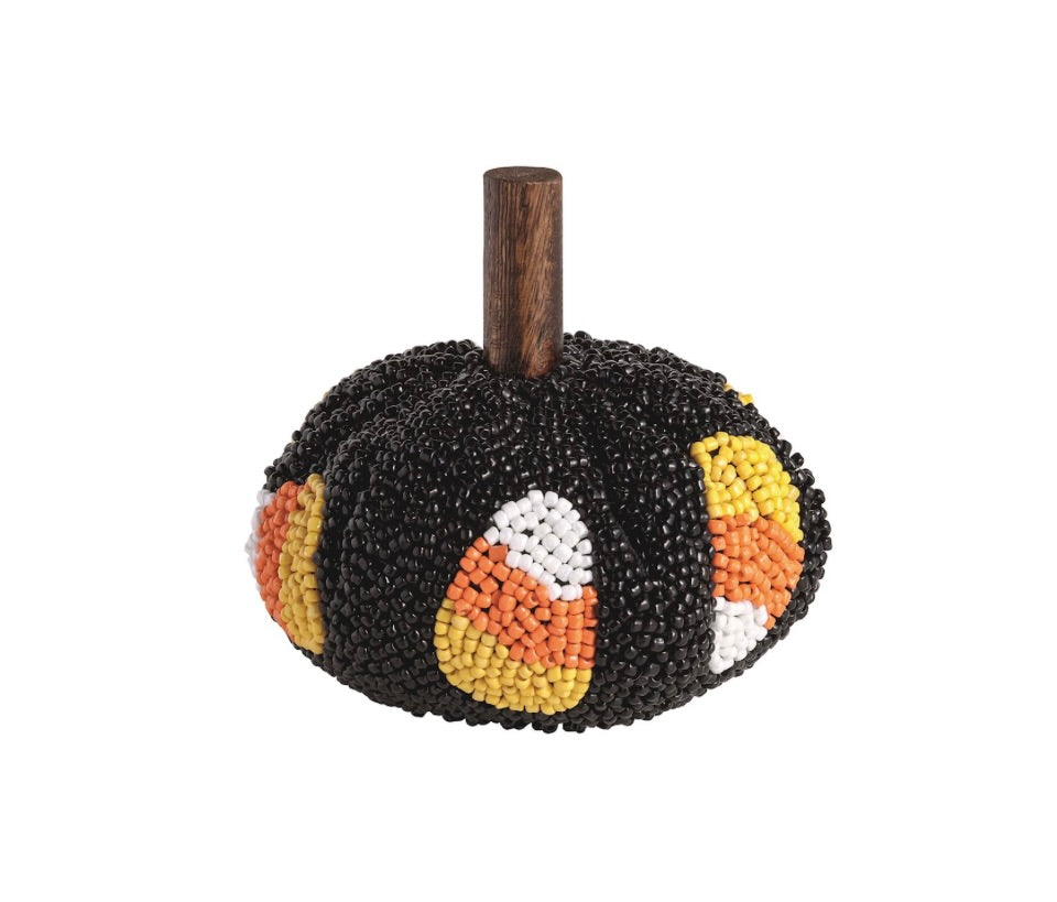 CANDY CORN PUMPKIN BEADED PUMPKIN