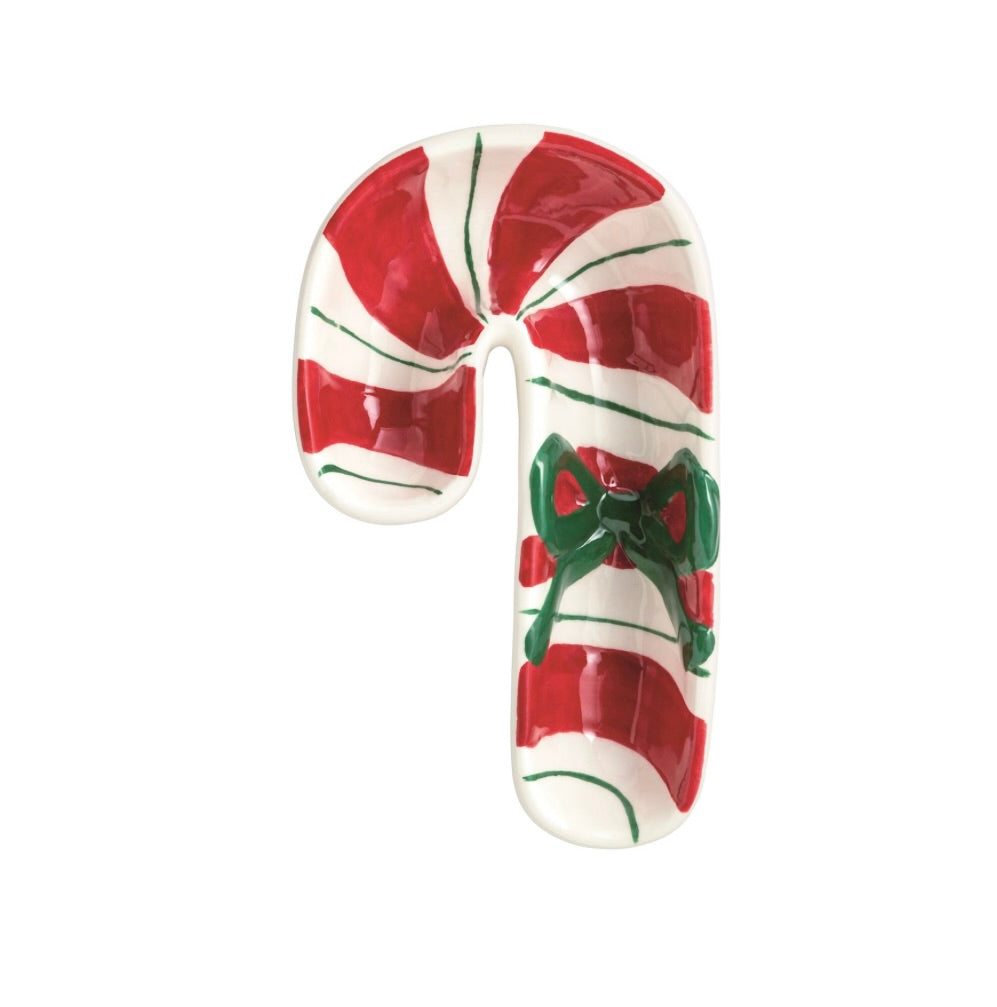 RED CANDY CANE TIDBIT DISH