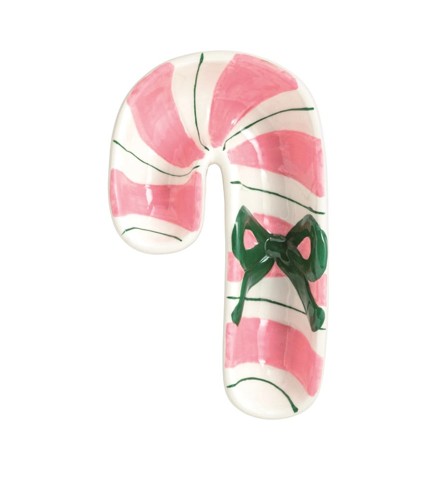 PINK CANDY CANE TIDBIT DISH