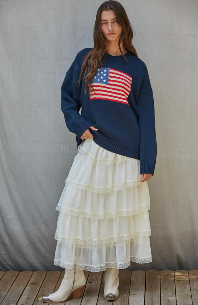 Lover Girl Tiered Skirt-Ivory