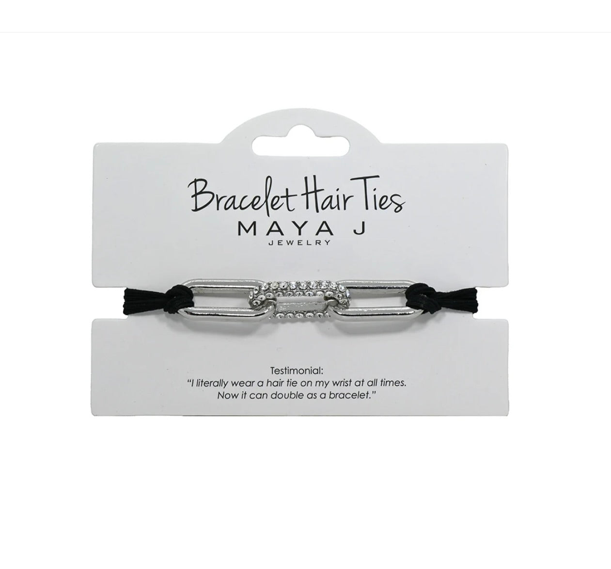 Crystal Hair Tie BLACK Elastic WHITE Chain