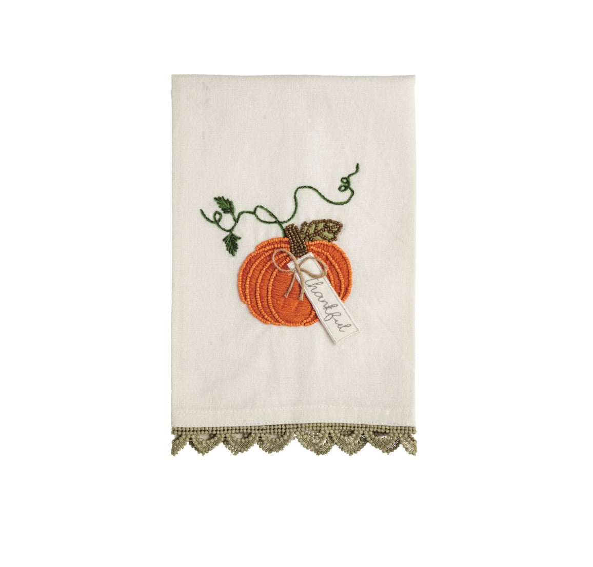 SINGLE PUMPKIN BEADED EMBROIDERY TOWEL