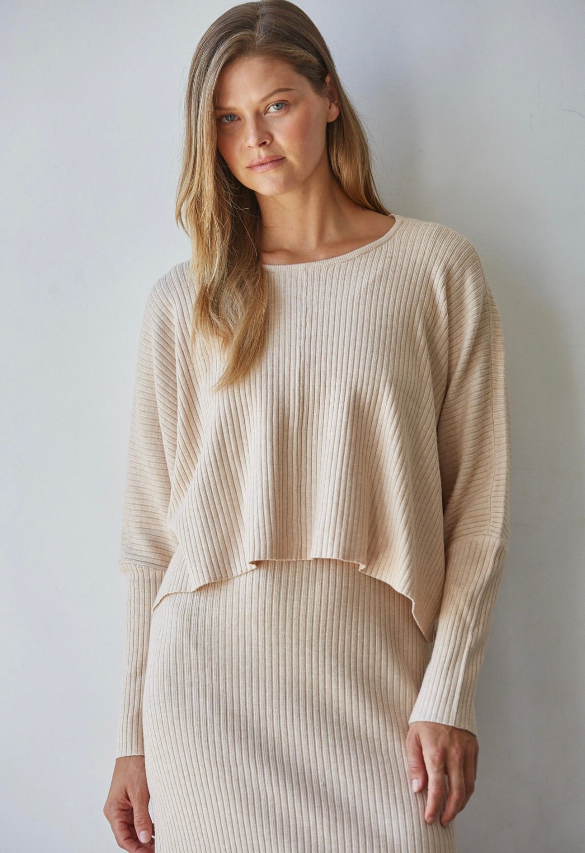 Apollo Ribbed Pullover Top-Cream