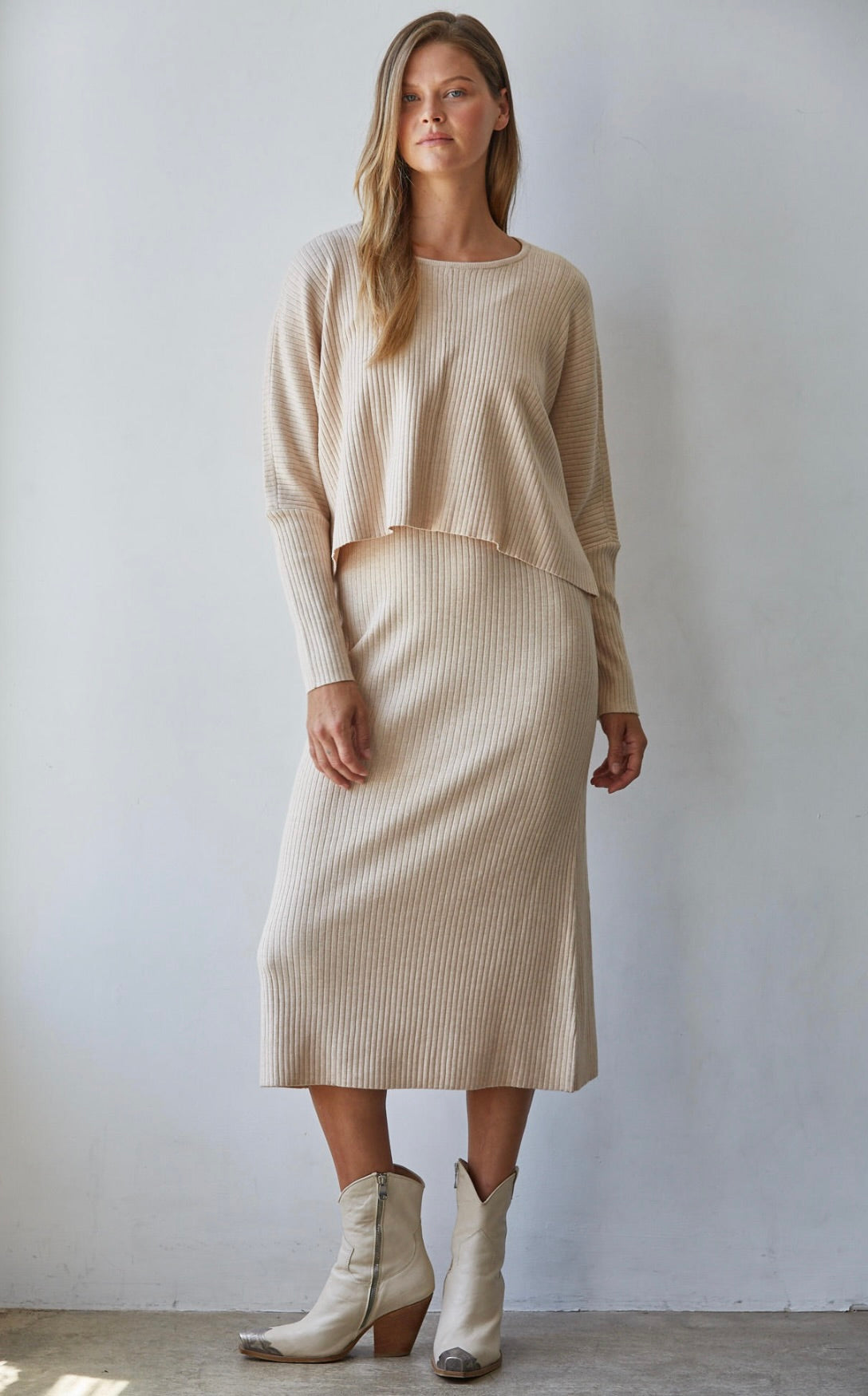 Apollo Ribbed Pullover Top-Cream