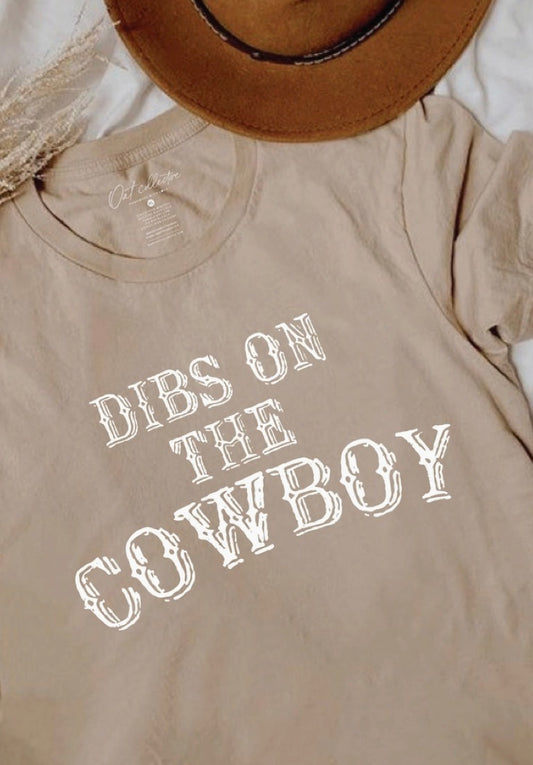 Dibs On the Cowboy Graphic T-Shirt-Tan